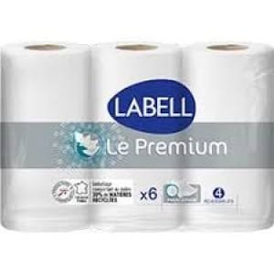 Papier toilette blanc 2 plis x6 LABELL